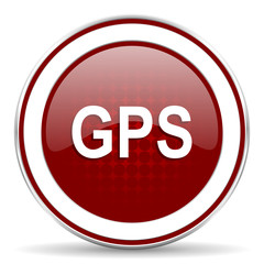 gps red glossy web icon