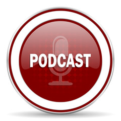 podcast red glossy web icon