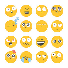 Set of smiley icons with different face.