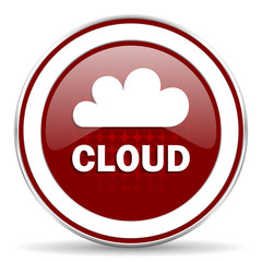 cloud red glossy web icon