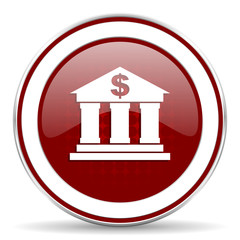 bank red glossy web icon