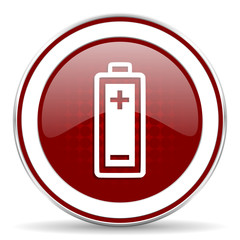 Fototapeta premium battery red glossy web icon