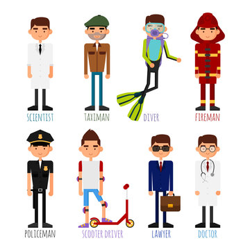A set of people of different professions.