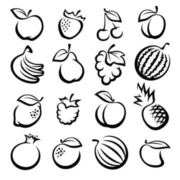 Collection of fruits set. Vector illustration