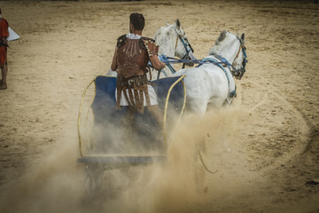 Empire, chariot race in a Roman circus, gladiators and slaves fi