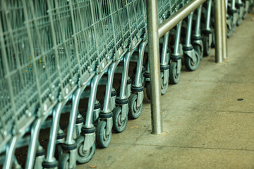  Row of shopping cart trolley outdoor