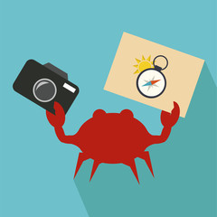 tourist crab illustration over blue color background