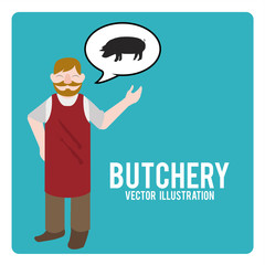Butchery illustration over color background