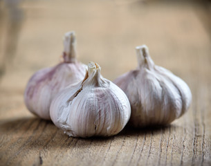 garlic on wooden