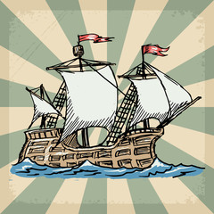 vintage background with sailboat