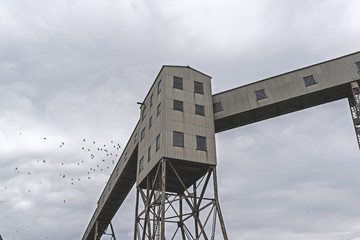 passage entre les silos de l'usine de farine five roses