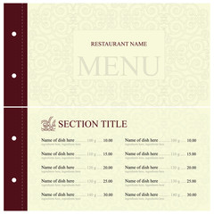 Restaurant menu design