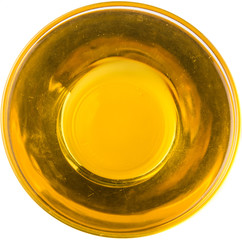 Vegetable cooking oil in a clear glass bowl 