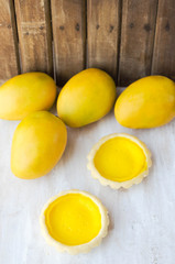 French tart with mango on white background