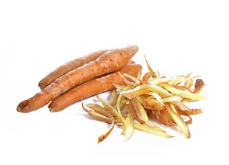 Fingerroot slice, Kaempfer, Boesenbergia on white background