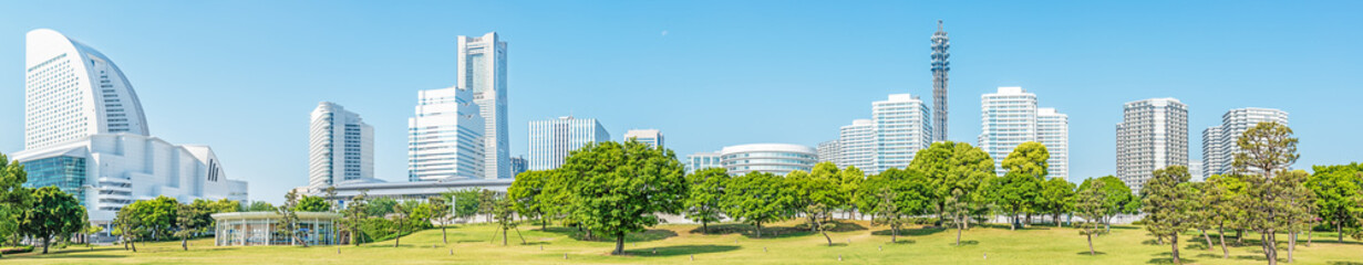 Landscape park prospects Yokohama Minato Mirai buildings, Japan
