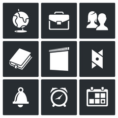 School supplies Vector Icons Set