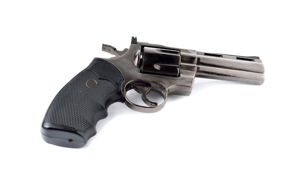 toy gun 357 magnum revolver on white background