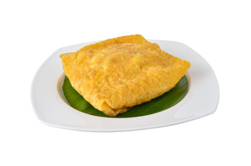 Vietnamese stuffed crispy egg crepe on plate