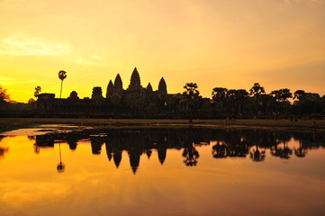 Fototapeta na wymiar Angkor Wat Temple of Cambodia at Sunrise