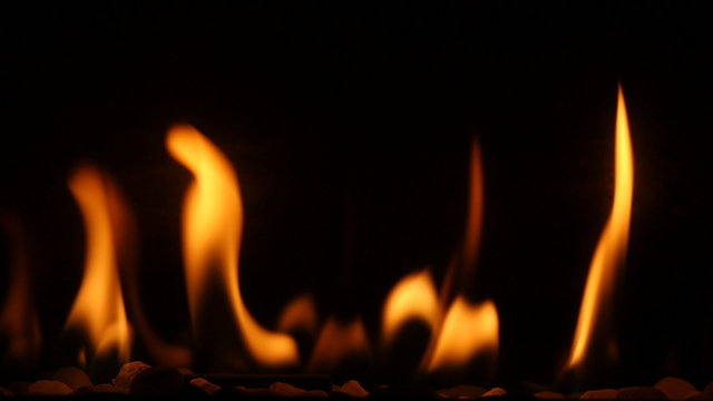 Fireplace burning close up
