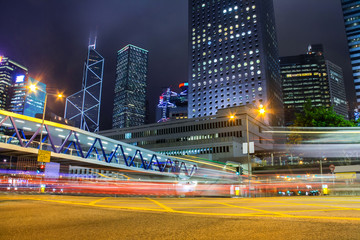 Fototapeta na wymiar Traffic light trails in illuminated city