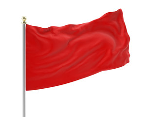 3d illustration of an empty developing red flag in the wind