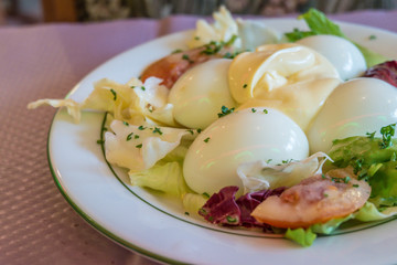 stuffed eggs with mayonnaise in plate