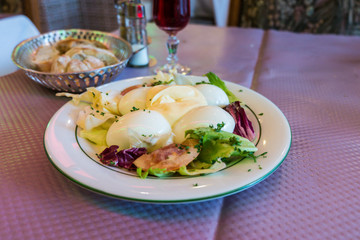  stuffed eggs with mayonnaise in plate