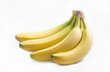 Bunch of bananas on white background.