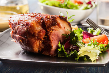 Pork knuckle with fried sauerkraut