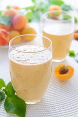 Fresh homemade smoothie from apricots and milk