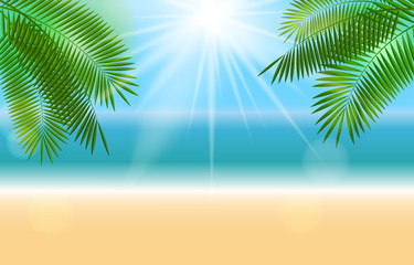 Fototapeta na wymiar Summer Sunny Natural Background Vector Illustration