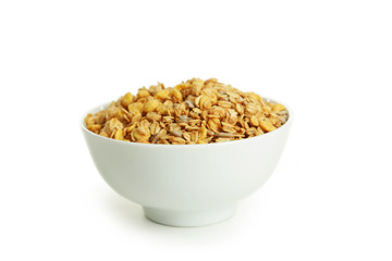 Muesli with yogurt in a bowl 