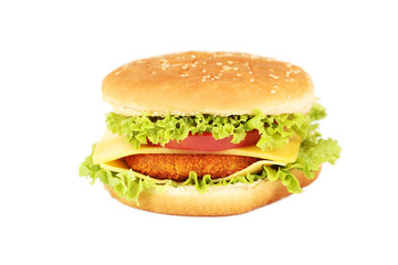Big burger isolated on white