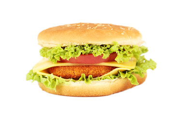 Big burger isolated on white