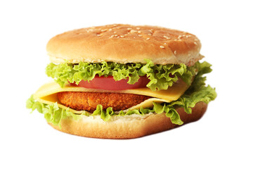 Big burger isolated on white