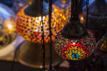 Turkish decorative lamps of mosaics  glass 