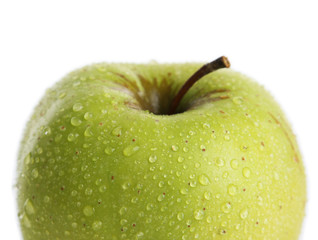 Green apple on white background