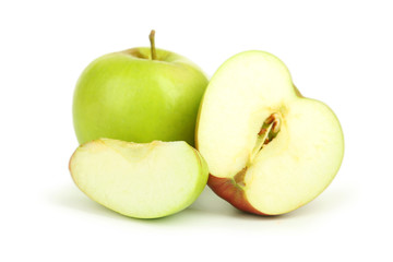Naklejka na ściany i meble Green apples isolated on white