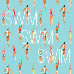 swimmer watercolor seamless background