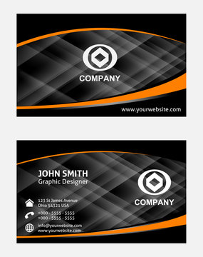 Orange black business card 
