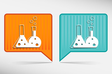 Flask with chemical reagent - yellow and blue map pointer