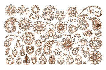 Henna tattoo doodle elements - obrazy, fototapety, plakaty