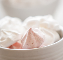 French vanilla meringue cookies close up