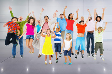 Obraz premium Children Celebration Jumping Ecstatic Happiness Concept