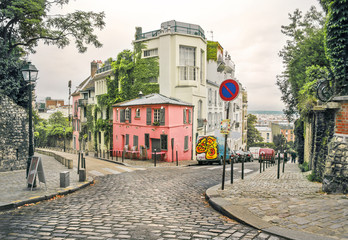Old streets in Montmartre, Paris, France