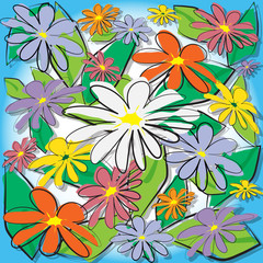 Colorful floral background, wallpaper painting vector