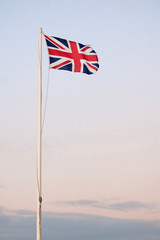 British union flag at sunset