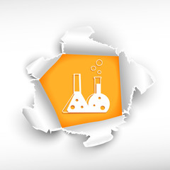 Laboratory flask and breakthrough paper hole